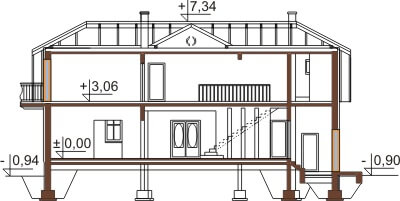 Projekt domu L-6474 - przekrój