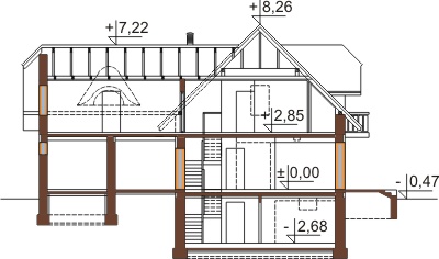 Projekt domu L-6482 - przekrój