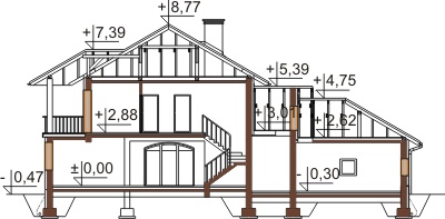 Projekt domu L-6456 - przekrój