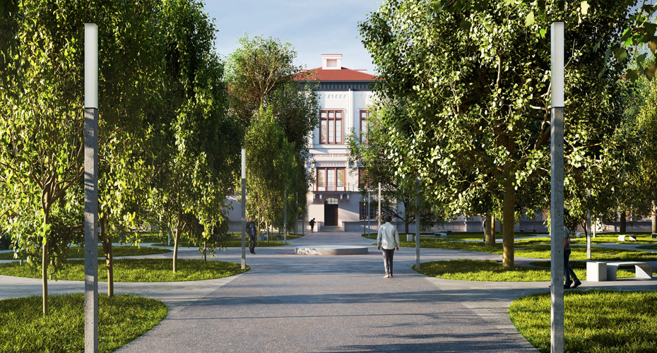Projekt koncepcyjny aranżacji przedpola pałacu w Łobzowie
