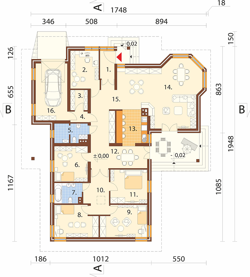 Projekt domu Purzyce DM-5572 - rzut parteru