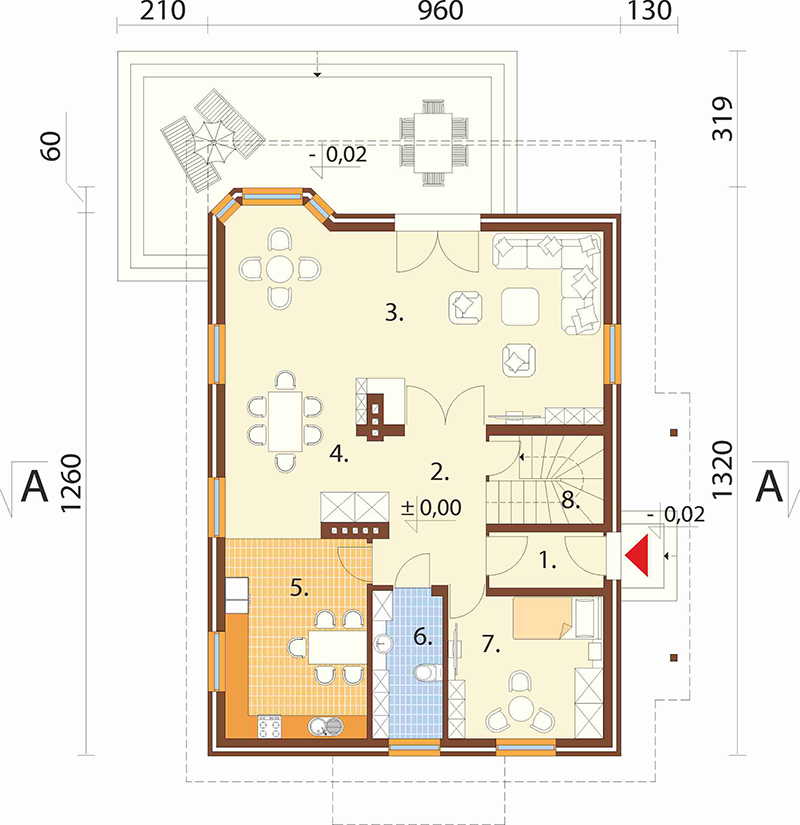 Projekt domu Dubiecko DM-5600 - rzut parteru
