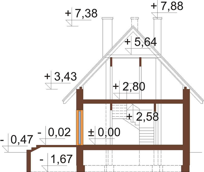 Projekt domu Zalesie N DM-6268 N - przekrój A-A