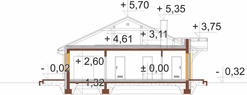 Projekt domu Branewka DM-6308 – przekrój A-A