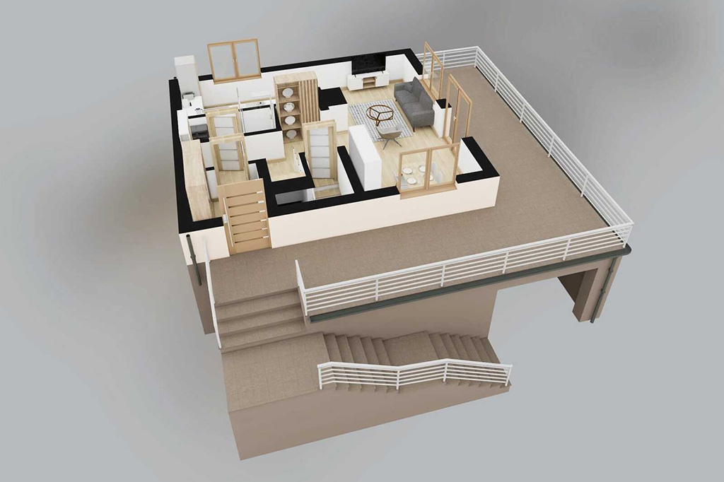 Projekt domu Kościelisko B DM-6324 B - rzut 3D parteru
