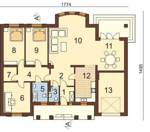 Projekt domu Mogilany DM-6326 - rzut parteru