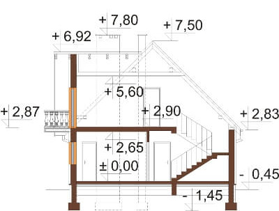 Projekt domu Zielonki N DM-6332 N - przekrój A-A