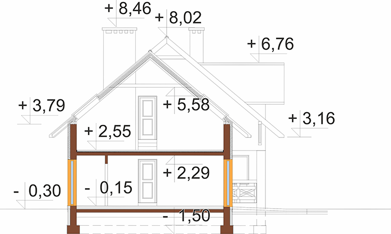 Projekt domu Rydzewo DM-6389 - przekrój C-C