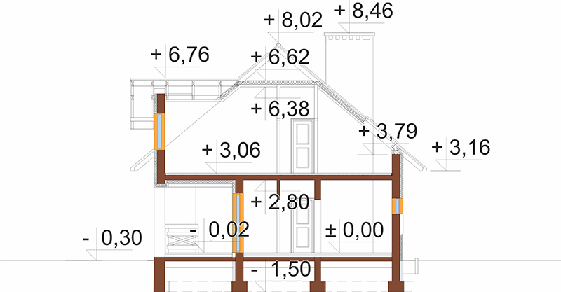 Projekt domu Rydzewo DM-6389 - przekrój D-D