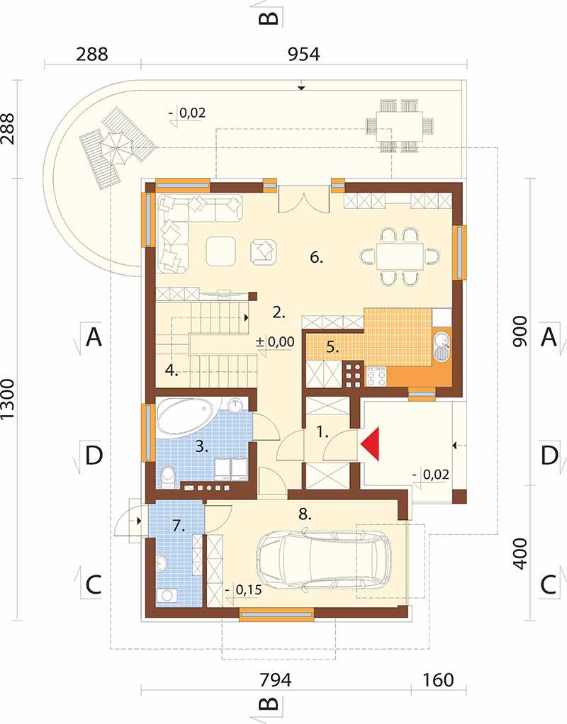 Projekt domu Rydzewo DM-6389 - rzut parteru