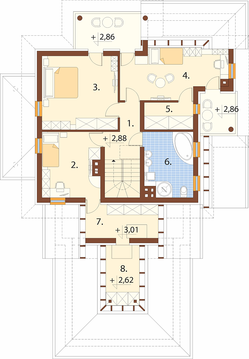 Projekt domu Pordoi DM-6456 - rzut piętra