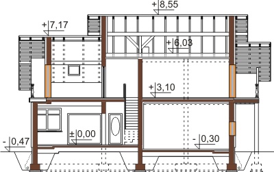 Projekt domu Cereda DM-6465 - przekrój A-A