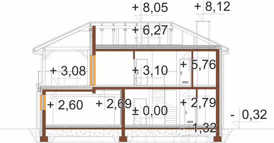 Projekt domu Sasso Lungo DM-6469 - przekrój A-A