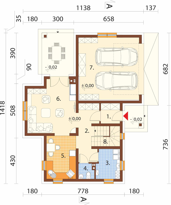 Projekt domu Sasso Lungo DM-6469 - rzut parteru