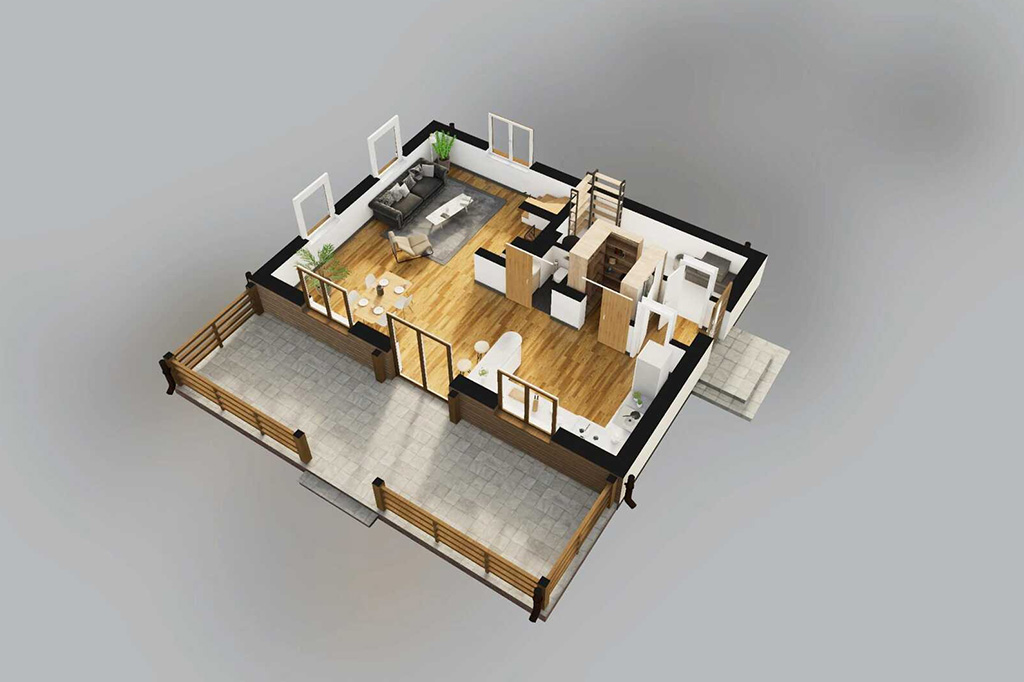 Projekt domu Żerkowice DM-6500 - rzut 3D parteru