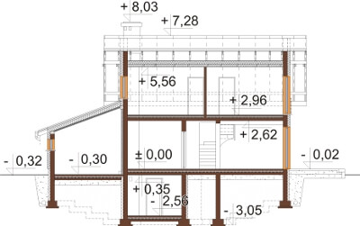 Projekt domu Nerina DM-6527 - przekrój B-B
