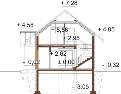 Projekt domu Nerina DM-6527 - przekrój A-A
