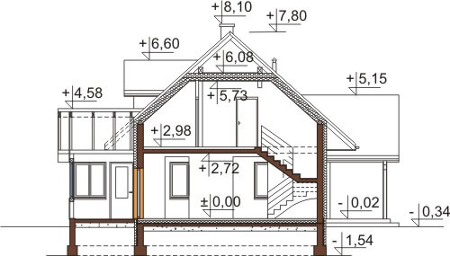 Projekt domu Storczynek DM-6533 - przekrój A-A