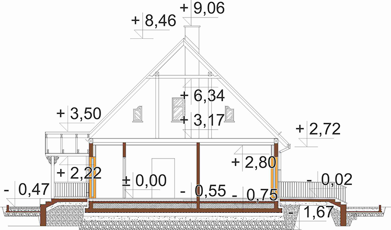 Projekt domu Jałowiec DM-6535 - przekrój A-A