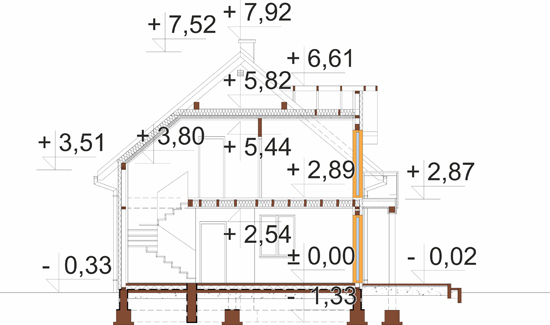 Projekt domu Borówkowice S DM-6539 S - przekrój A-A
