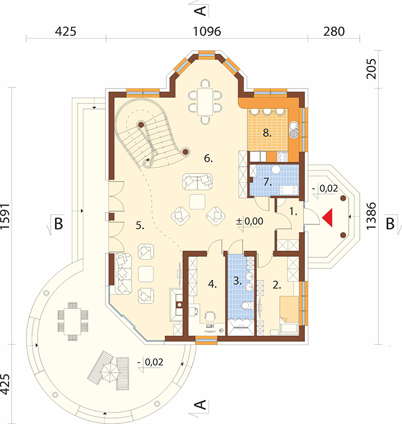 Projekt domu Kosacice DM-6587 - rzut parteru
