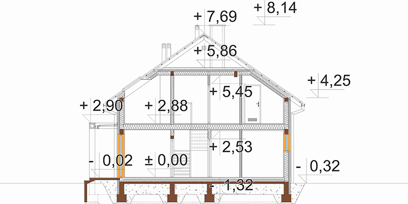 Projekt domu Gerberów S DM-6612 S - przekrój A-A