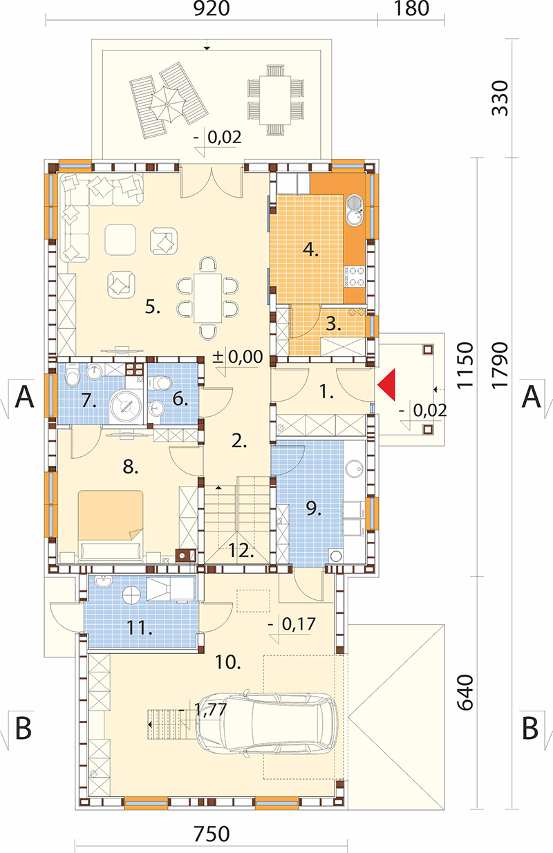 Projekt domu Gerberów S DM-6612 S - rzut parteru