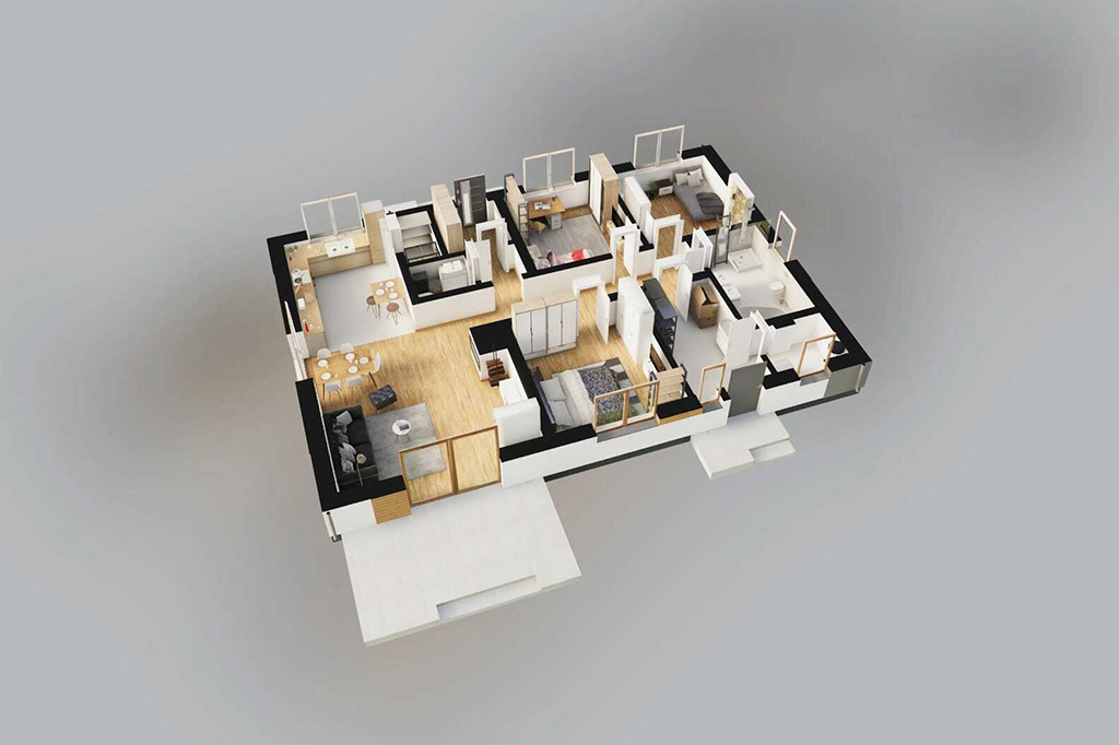 Projekt domu Izelia DM-6741 - rzut 3D parteru