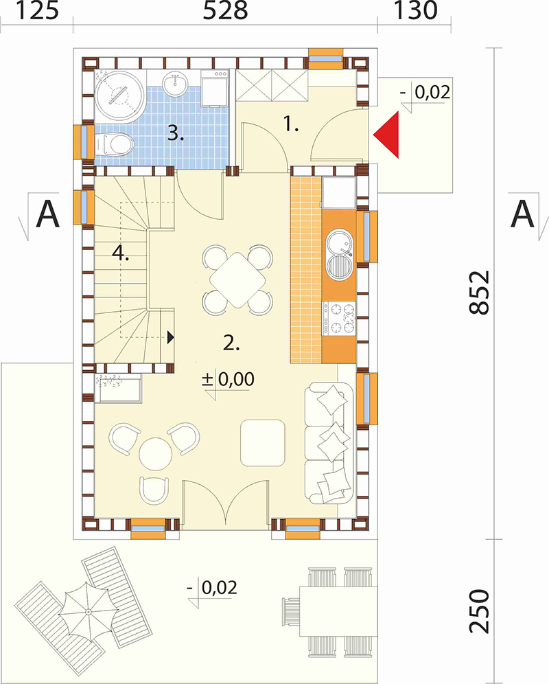 Projekt domu Epidus S DM-6773 S - rzut parteru