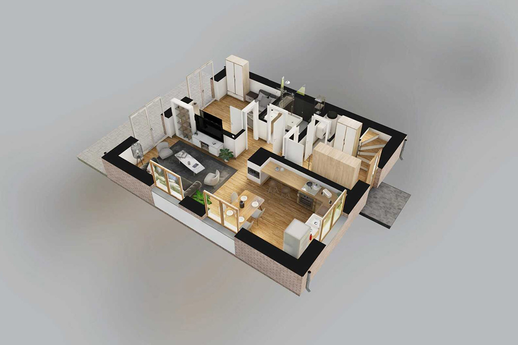 Projekt domu Trevira DM-6795 - rzut 3D parteru