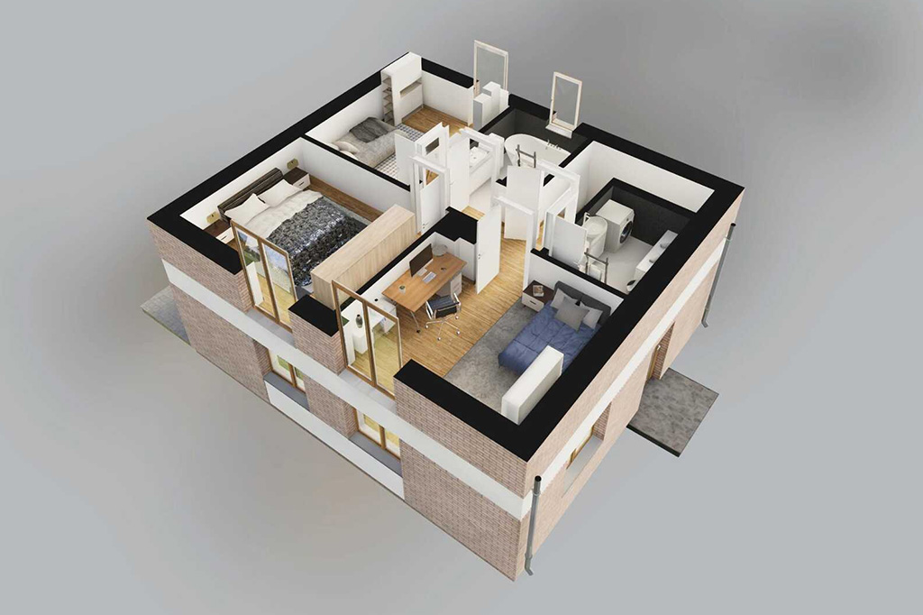 Projekt domu Trevira DM-6795 - rzut 3D poddasza