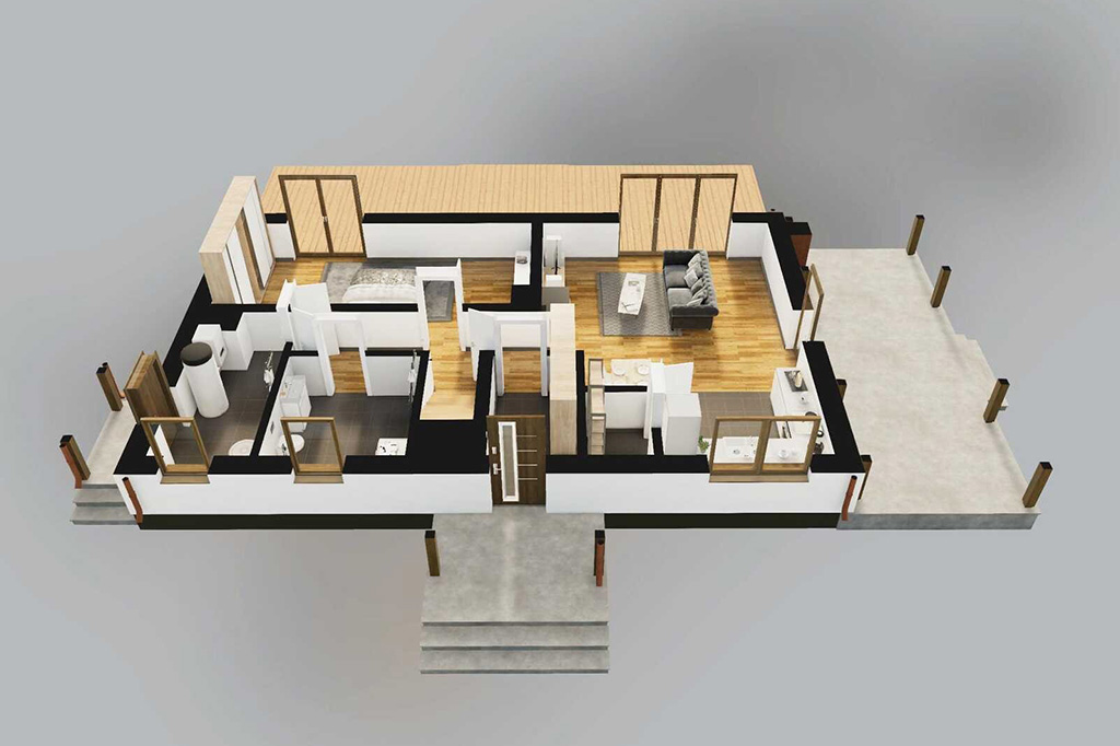 Projekt domu Ervia DM-6802 - rzut 3D parteru 