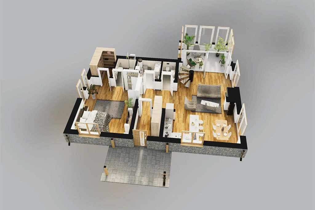 Projekt domu Olicana DM-6819 - rzut 3D parteru