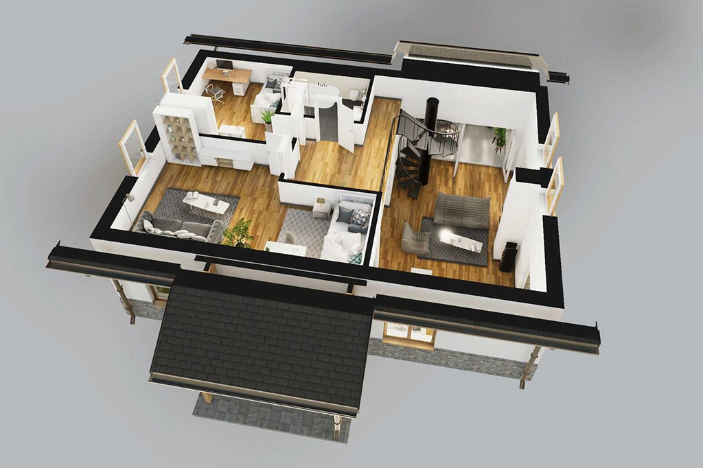 Projekt domu Olicana DM-6819 - rzut 3D poddasza