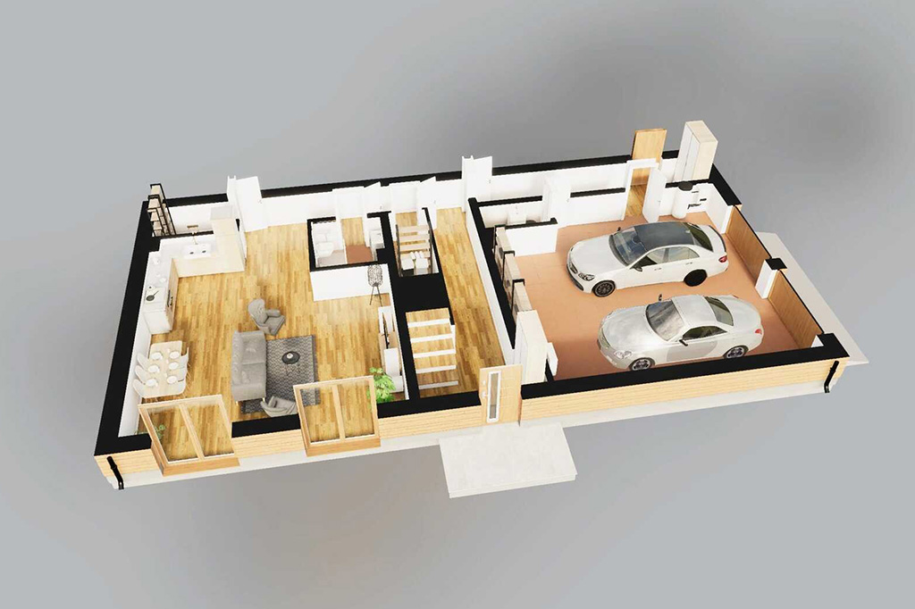 Projekt domu Reliani DM-6824 - rzut 3D parteru