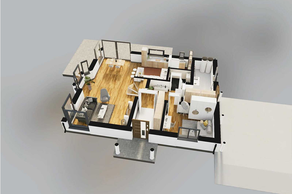 rojekt domu Tilania DM-6826 - rzut 3D parteru