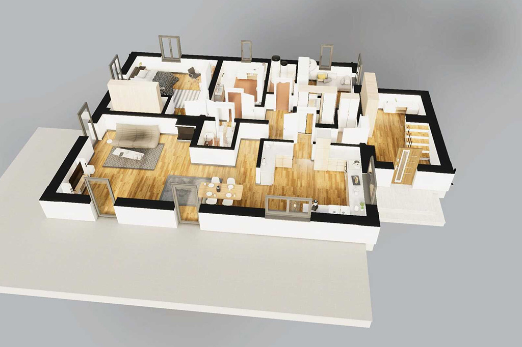 Projekt domu Savaria DM-6831 - rzut 3D parteru