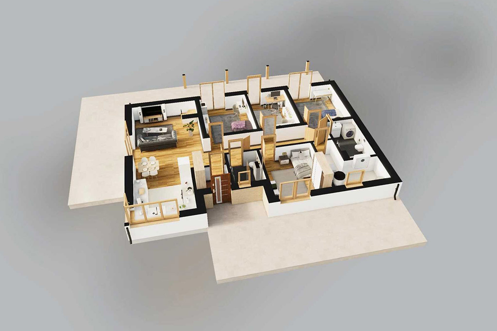 Projekt domu Halcino DM-6835 - rzut 3D parteru