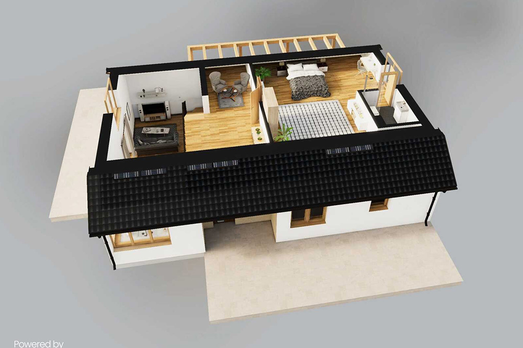 Projekt domu Halcino DM-6835 - rzut 3D poddasza