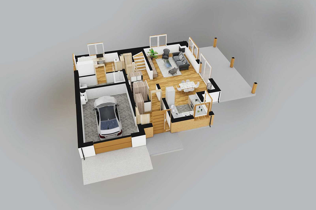 Projekt domu Valium DM-6841 - rzut parteru 3D