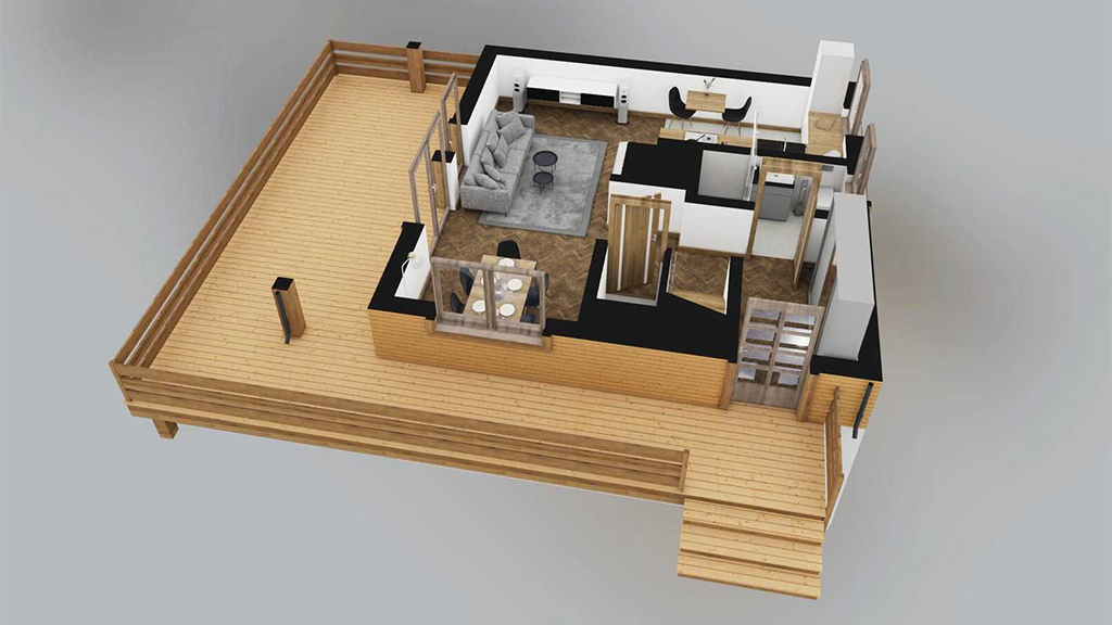Projekt domu Floren DM-6843 - rzut 3D parteru