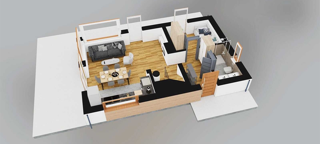Projekt domu Xanten DM-6844 - rzut 3D parteru