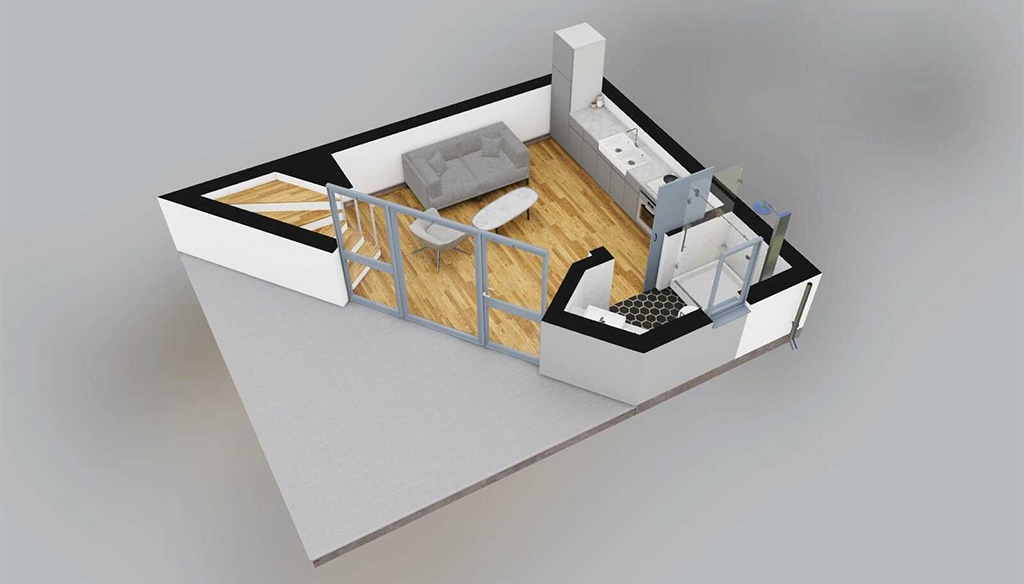 Projekt domu Edrini DM-6845 - rzut 3D parteru