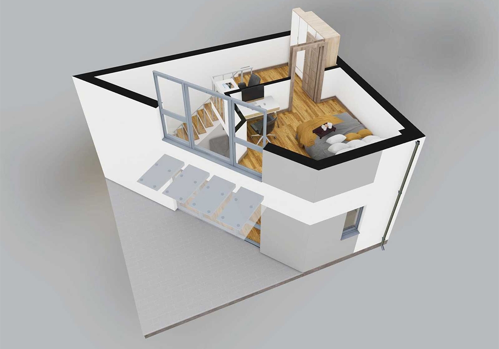 Projekt domu Edrini DM-6845 - rzut 3D pierwszego piętra