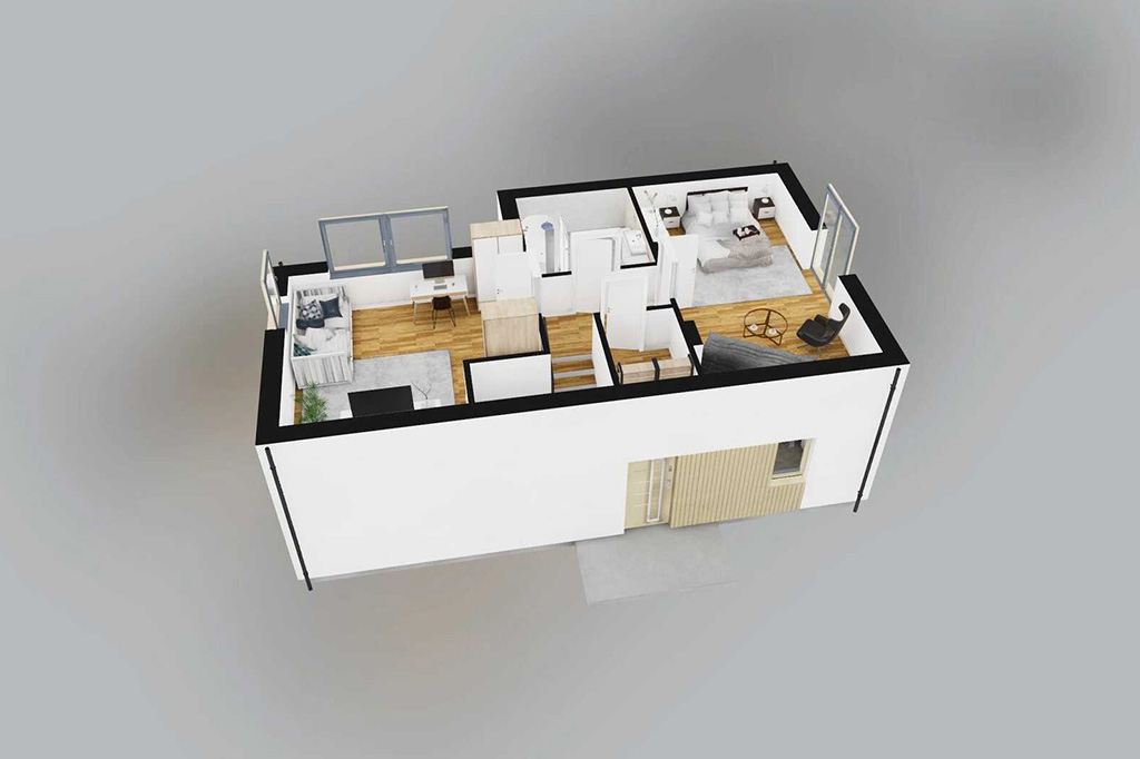 Projekt domu Xellum DM-6846 - rzut 3D poddasza