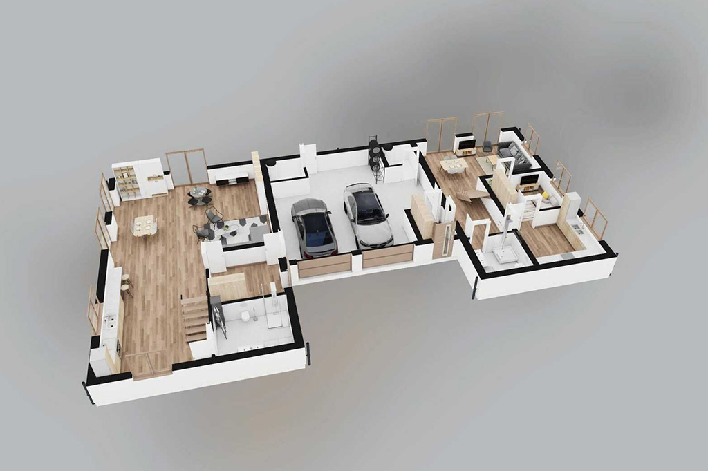Projekt domu Rimontis DM-6853 - rzut 3D parteru