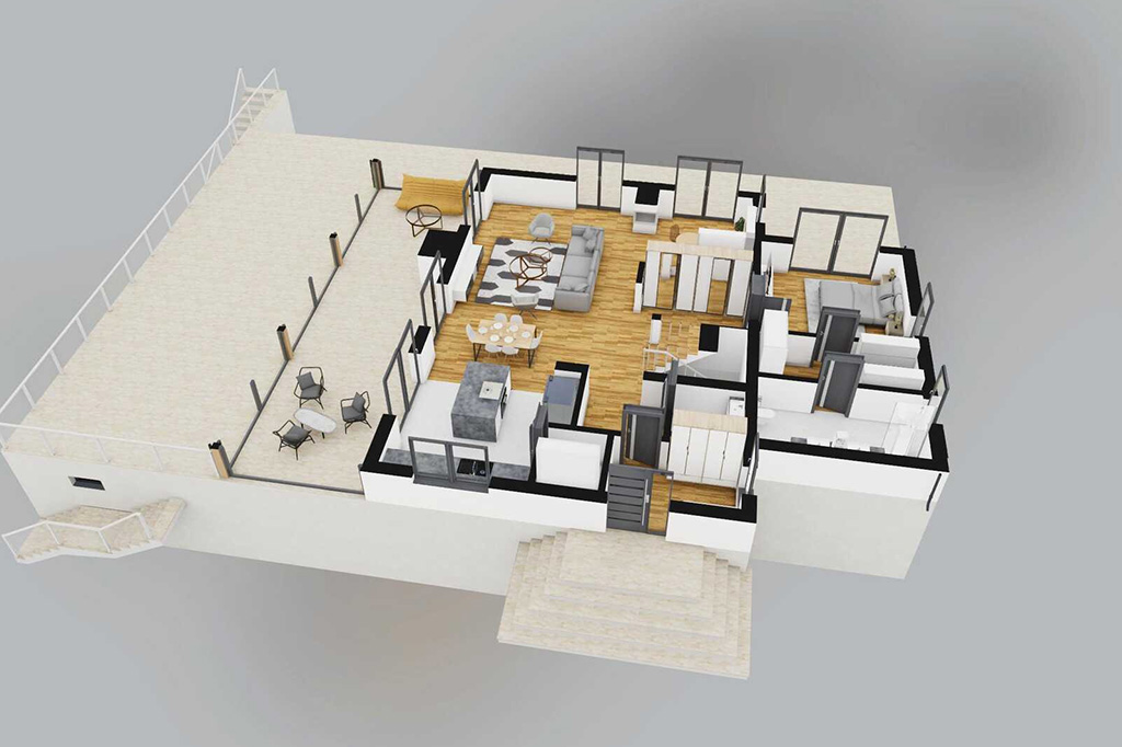 Projekt domu Adix DM-6862 - rzut 3D parteru