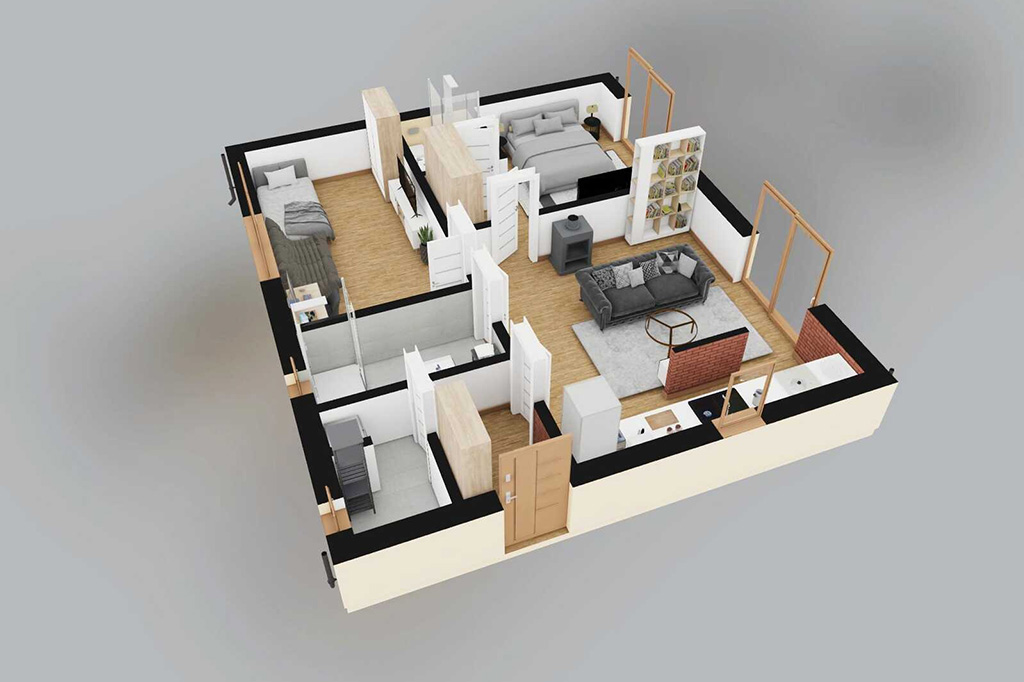 Projekt domu Maltis DM-6866 - rzut 3D parteru
