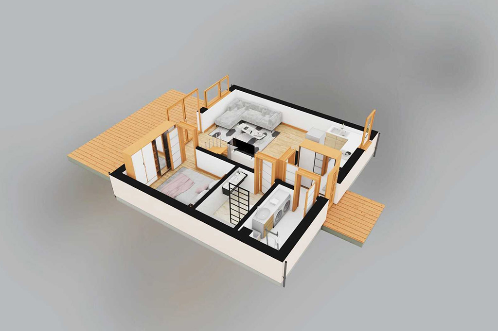 Projekt domu Natino DM-6868 - rzut 3D parteru