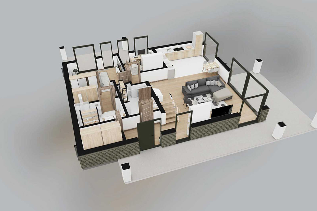 Projekt domu Atra DM-6875 - rzut 3D parteru